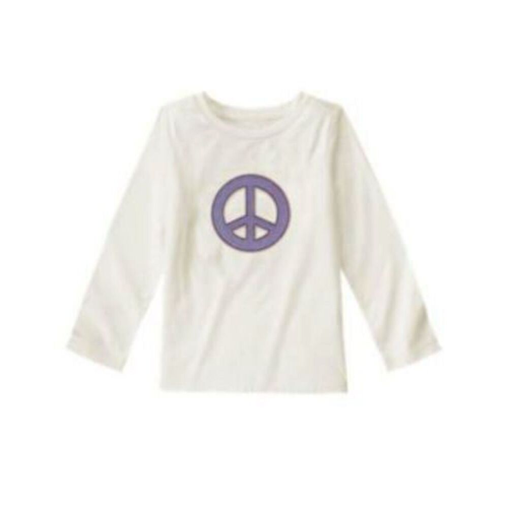 NEW Gymboree girl t-shirt 3 Dance Team ivory long sleeve purple sequin peace top - Picture 2 of 2